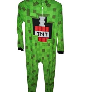 Minecraft Zip-up hooded Sleeper Pajama Size 14/16